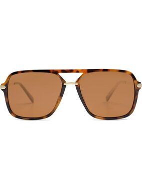Women's Brown Retro Square Polarized Lens Trendy Aviator 90s Shades SJ2229